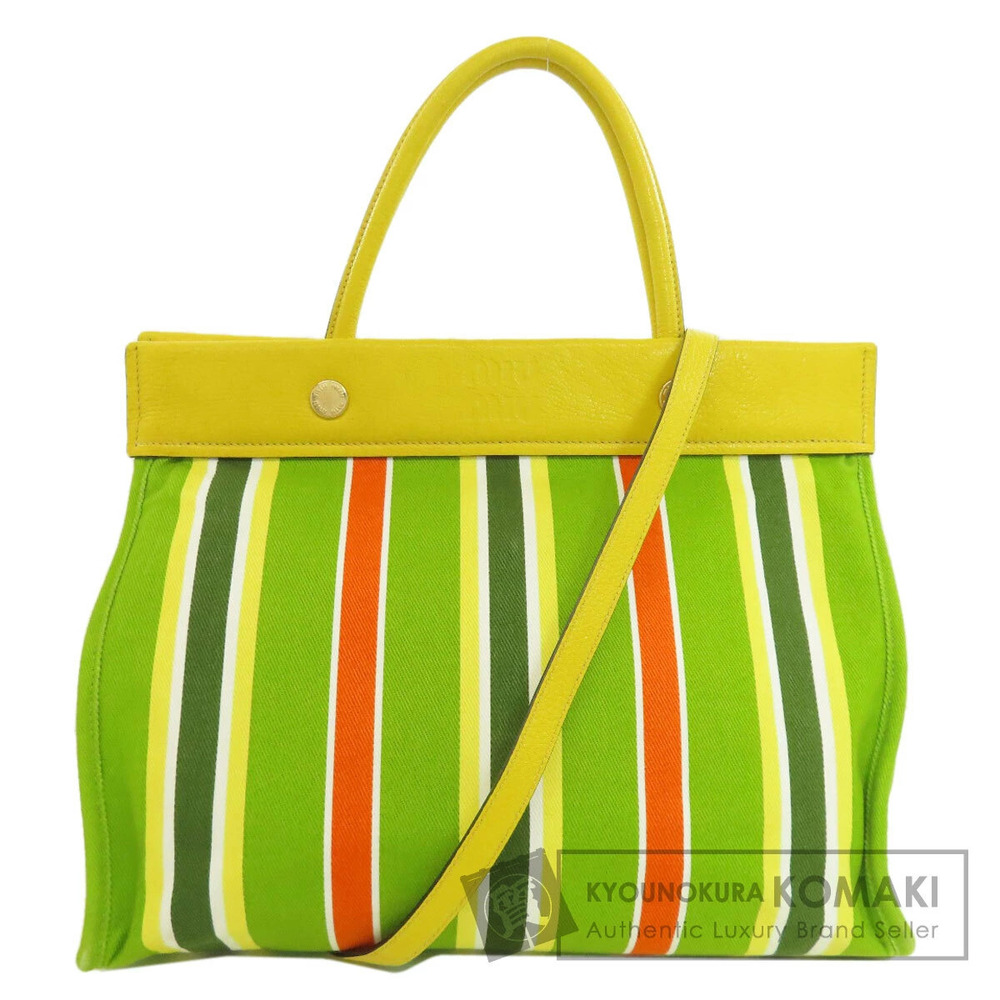 Miu MIu Striped Tote Bag Canvas